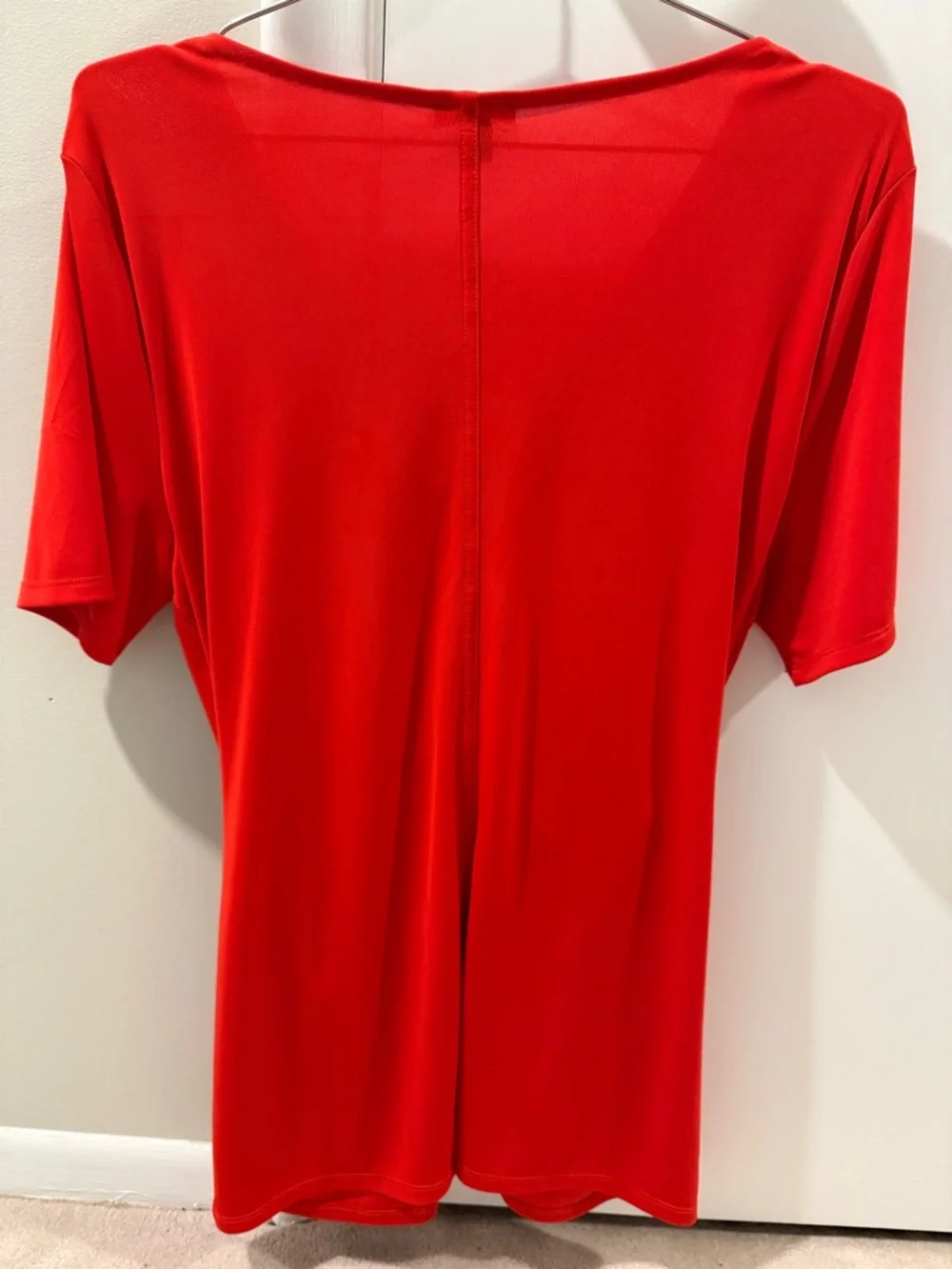 Ann Taylor Red Draped V-Neck Women’s Top - Picture 2 of 4